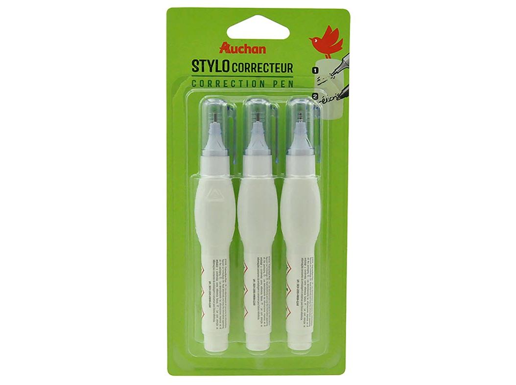 CONJUNTO DE 3 CANETAS CORRECTORAS AUCHAN