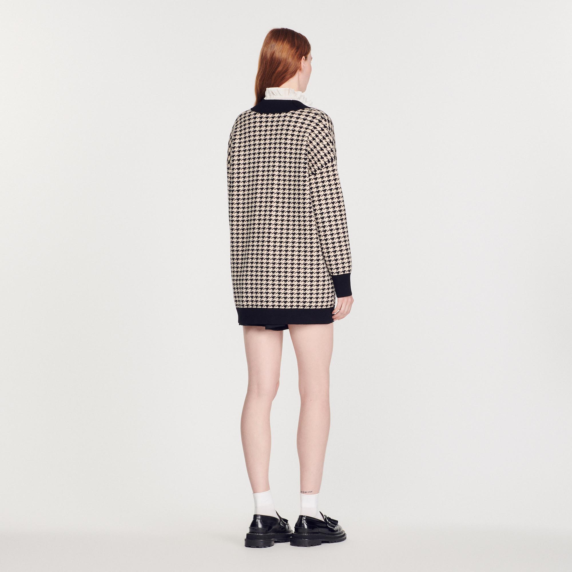 Cardi-coat long en pied de coq