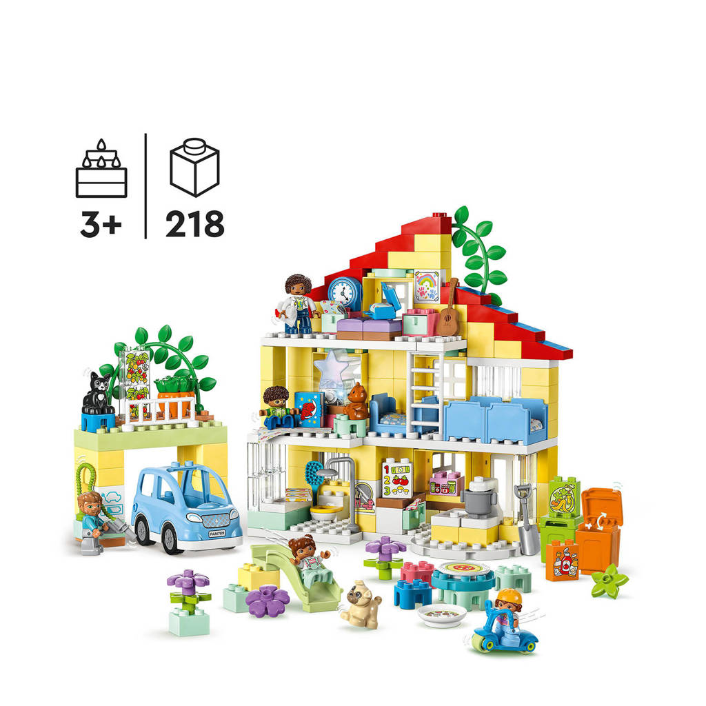 Town 3-in-1 Familiehuis Speelgoed Poppenhuis voor 3+ Jarigen 10994