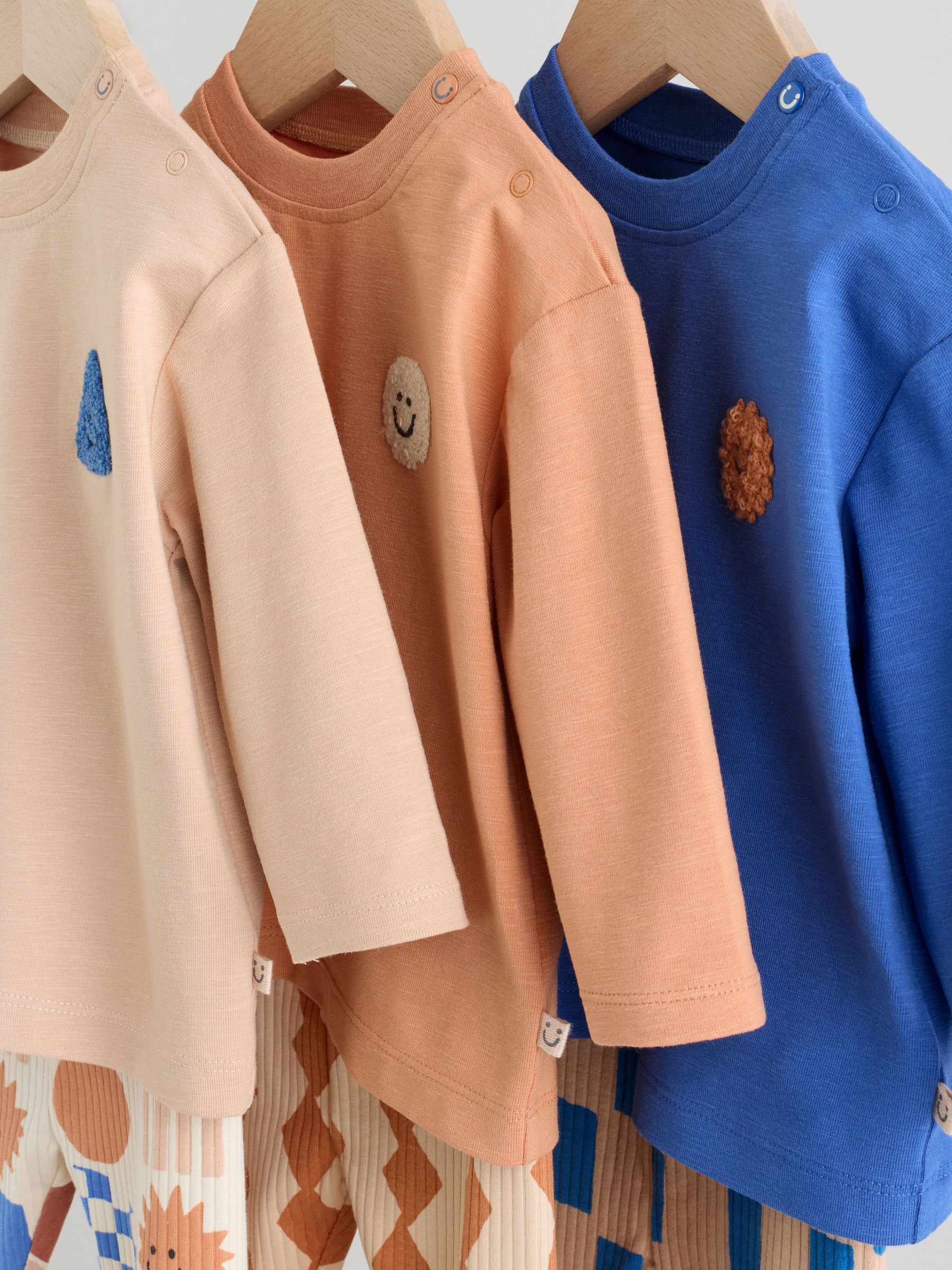 Blauw met vormen - Tops en Leggings 6 -delige babyset (0mnd-3jr)