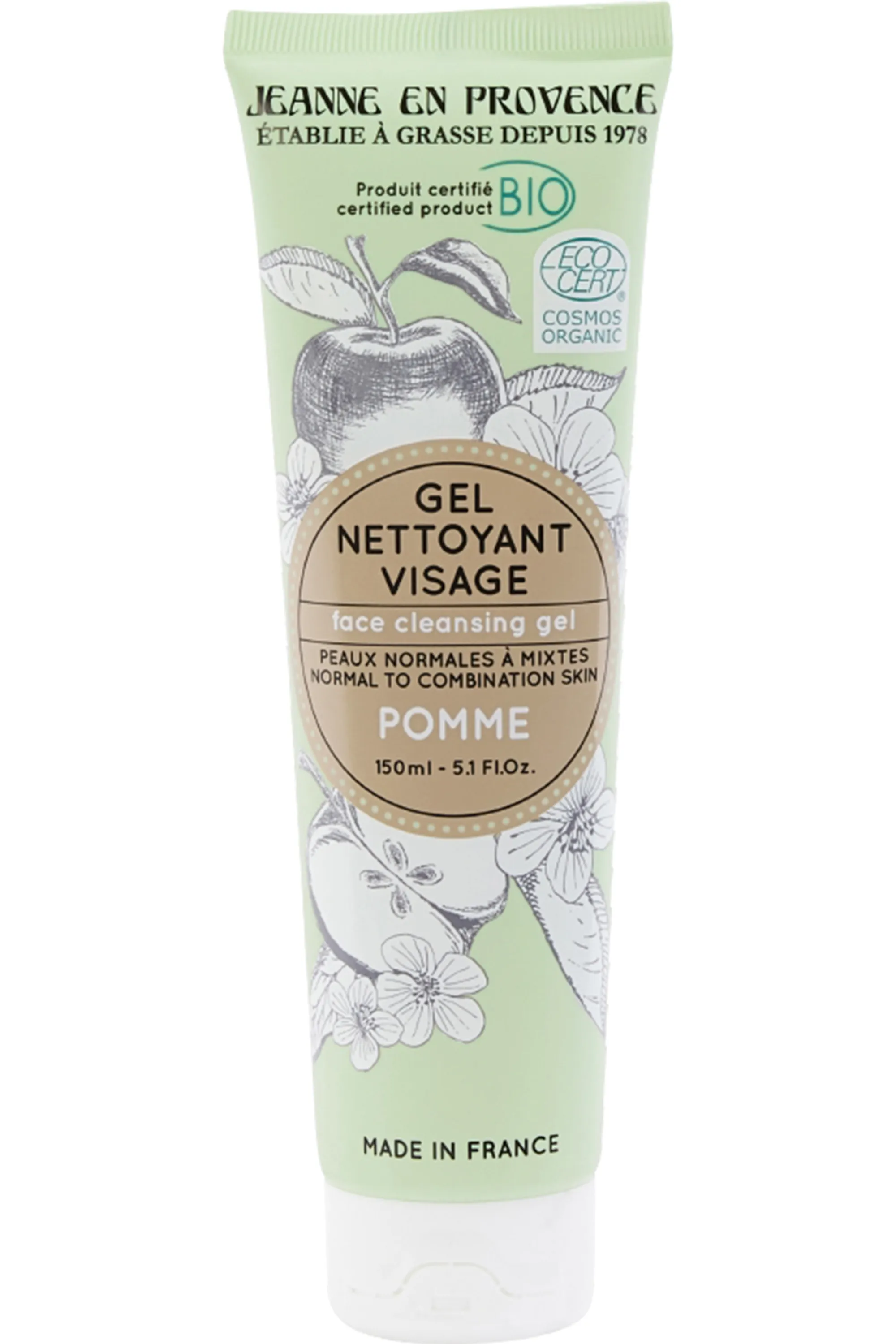 JEANNE EN PROVENCE Gel nettoyant visage Pomme bio-150 ml