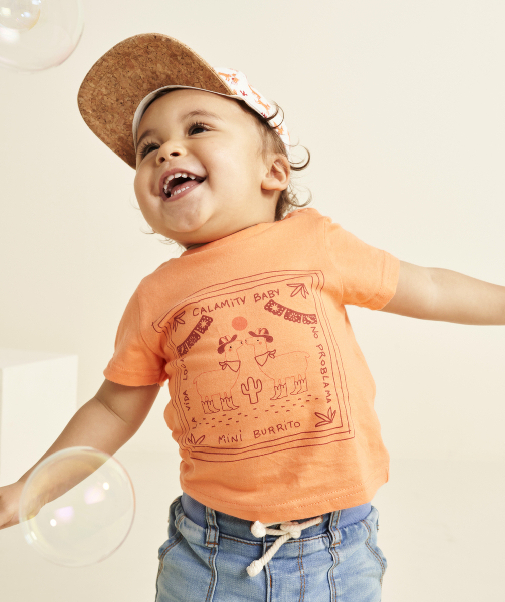 t-shirt bébé garçon en coton bio orange thème mexico