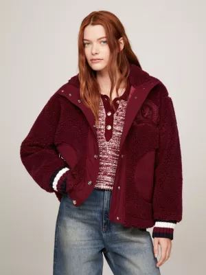 Jaqueta Varsity Relaxed com Forro de Pele Sintética Crest