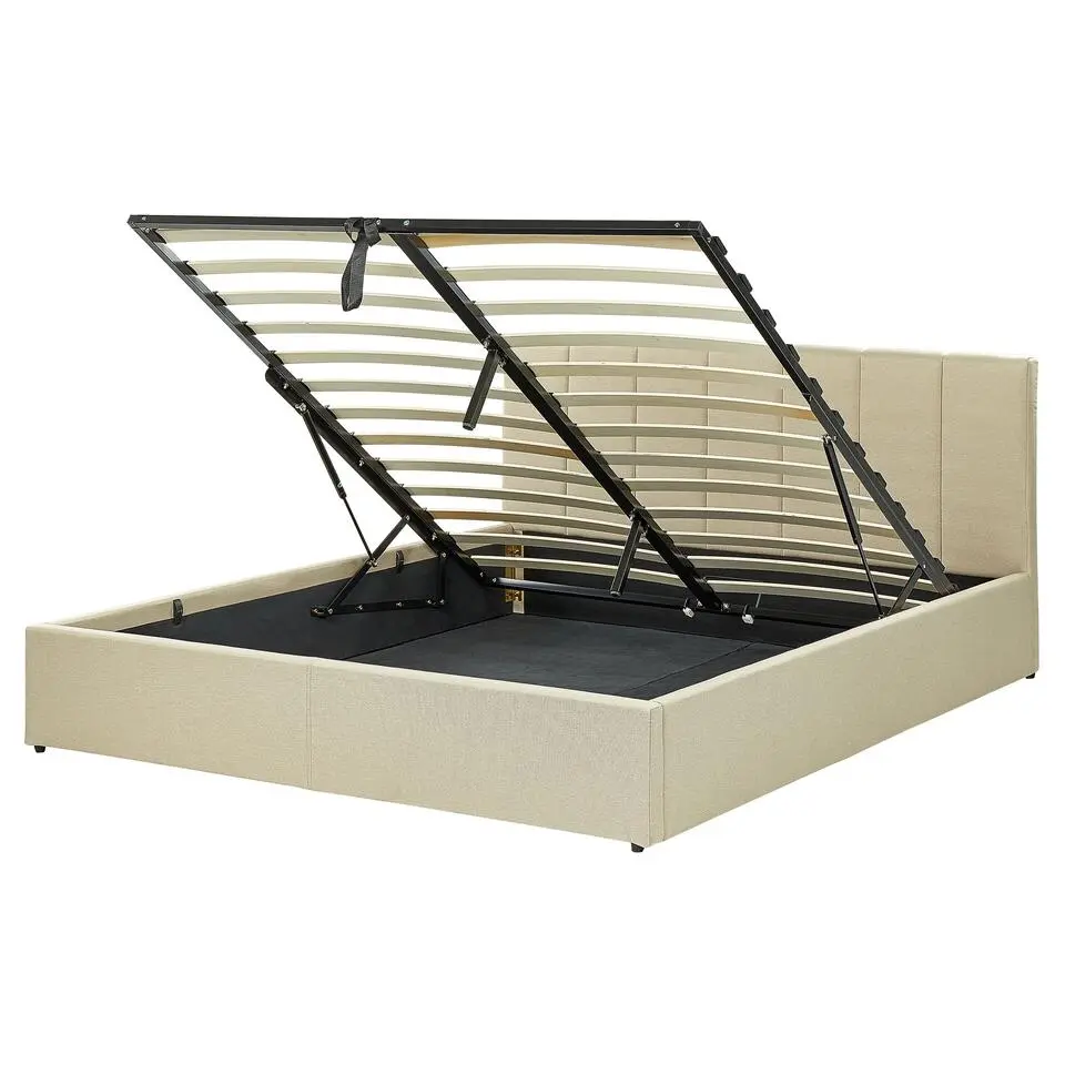 DREUX - Bed met opbergruimte - Beige - 160 x 200 cm - Polyester