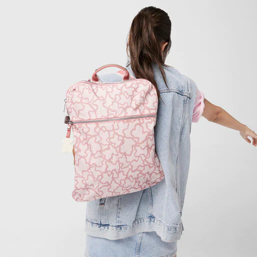 Mochila Kaos New Colors em Nylon na cor rosa