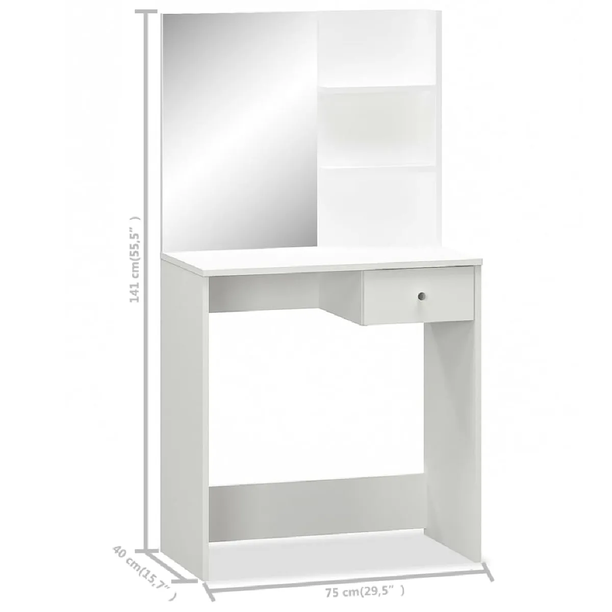 Helloshop26 Coiffeuse design bois d’ingénierie - Blanc