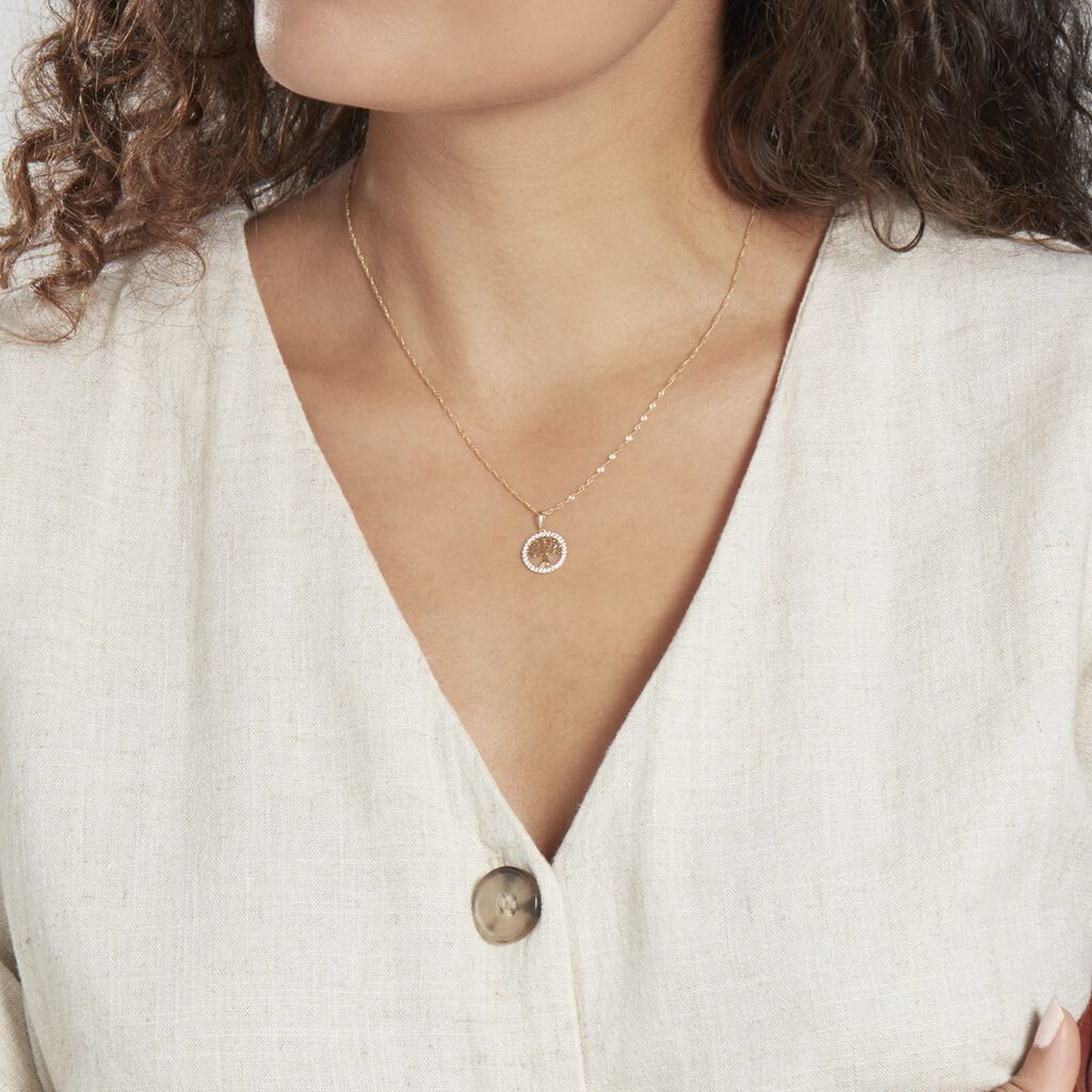 Pendentif Salvy Or Jaune Oxyde De Zirconium