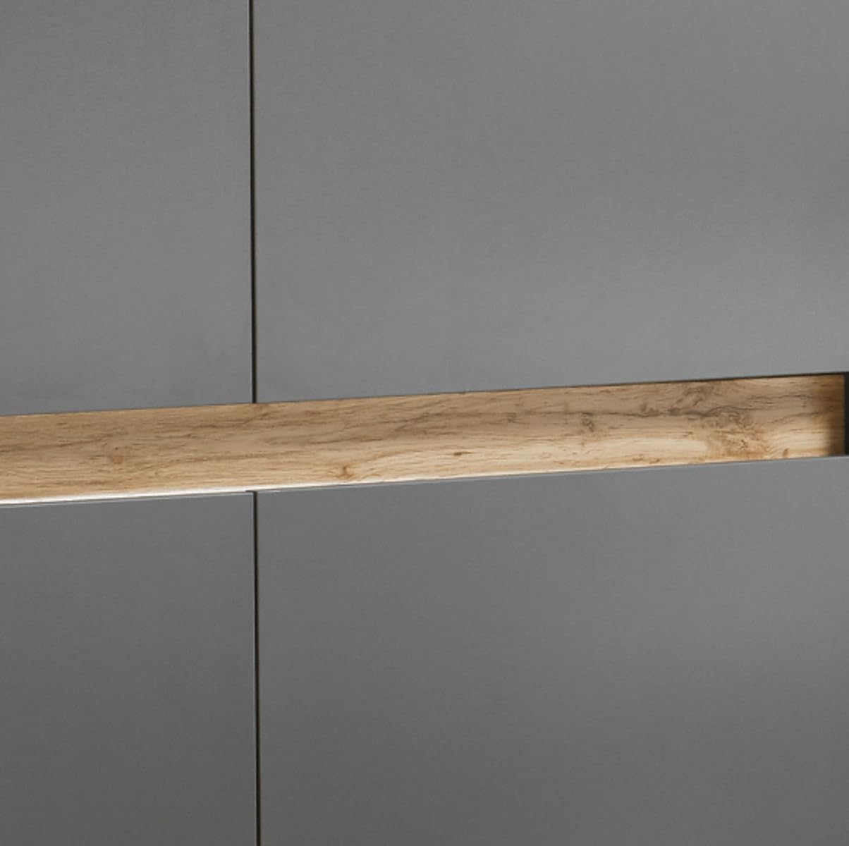TV Unterteil Lowboard in Eiche Wotan Holz und grau matt Wohnzimmer Fernseher Schrank Mediaschrank TV-Board 170 x 40 cm Center (TV-Lowboard 2)