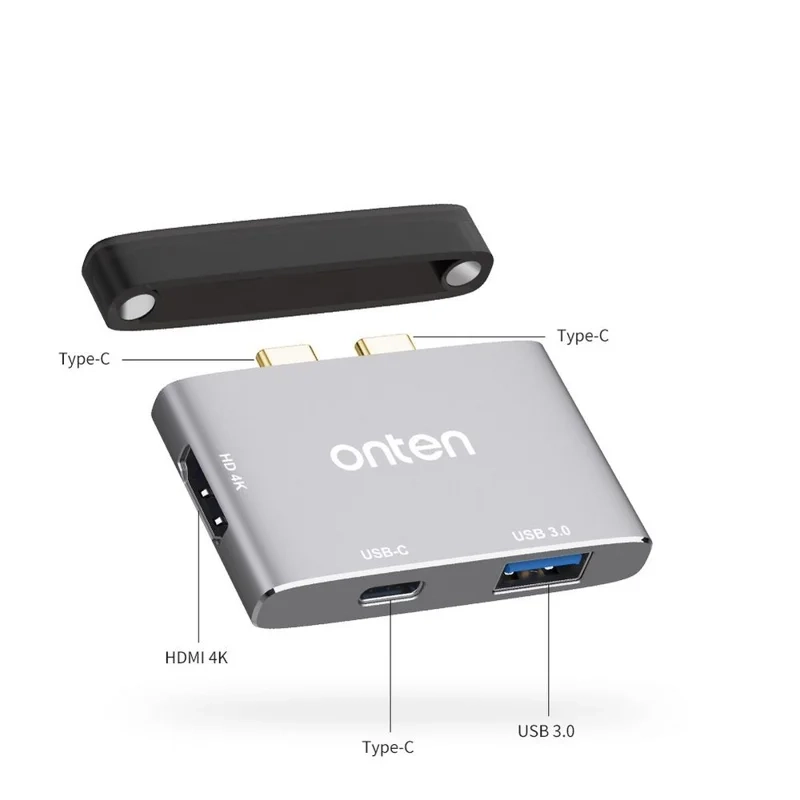 Dual USB-C Multiport Adapter Hub mit HDMI 4K / USB 3.0   USB-C (PD / 3.0) Kompatibel mit Apple MacBook - Silber