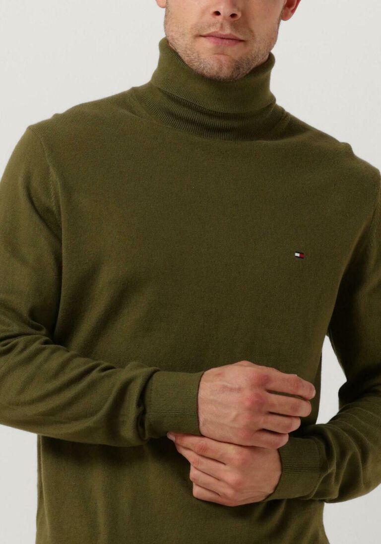 TOMMY HILFIGER donkergroene tommy hilfiger coltrui pima org ctn cashmere roll neck
