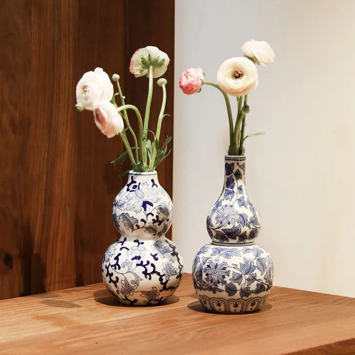 &klevering - Dutch Delight Vase 15 x Ø 7.5 cm, blau / weiss (3er-Set)
