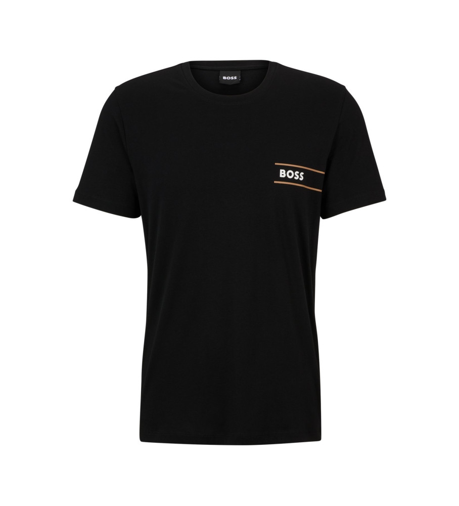 Camiseta regata listrada com logo preto da BOSS