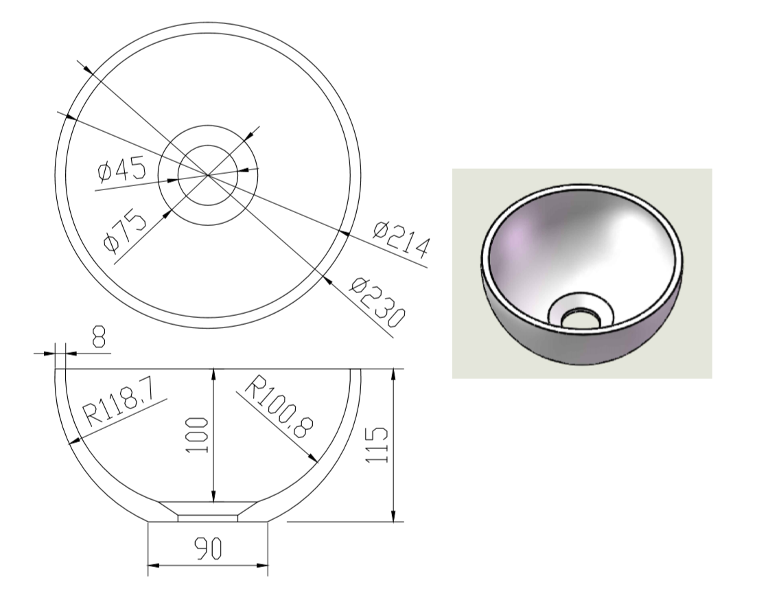 SSI Design Solid Surface Micro Waskom 23cm Wit