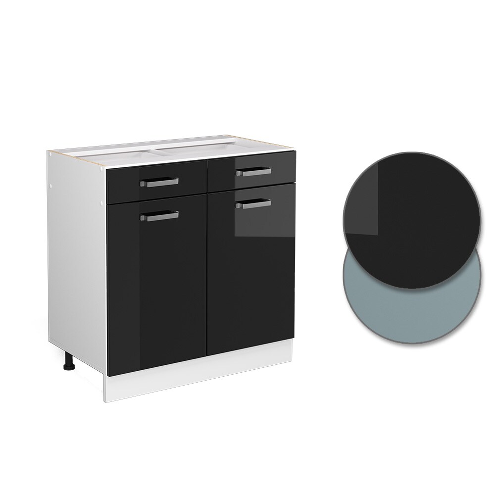 Vicco Schubunterschrank Küchenschrank R-Line Solid Weiß Schwarz 80 cm modern