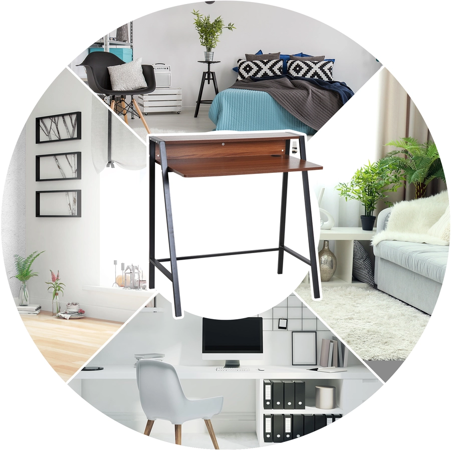 HOMCOM Schreibtisch in Walnuss-Optik walnuss, schwarz
