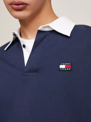 Camisa de rugby oversized com emblema Terry