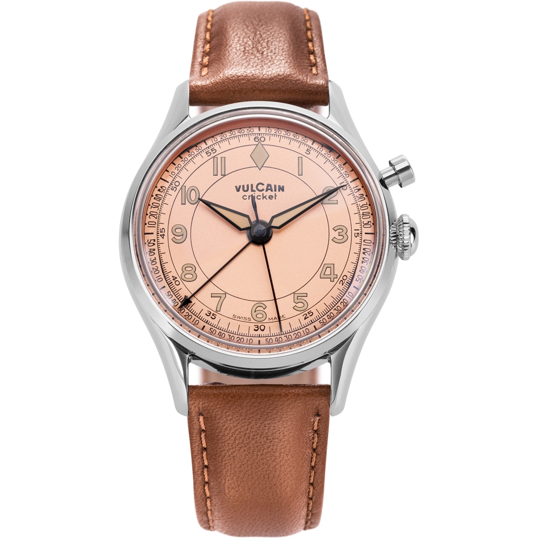 Vulcain Cricket Classique 36mm Salmon Steel Caseback