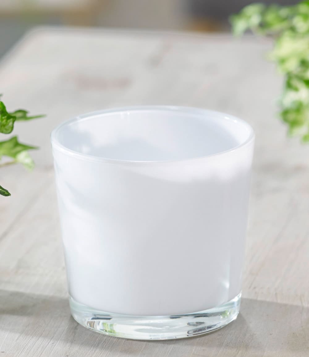 Glas-Übertopf ø 11,5 cm 'weiß'