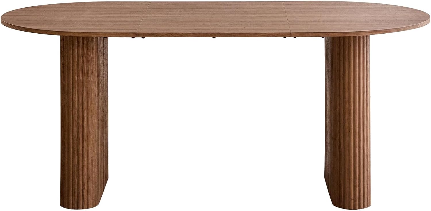 180 cm Ovale Esstisch für 6-8 Personen – Moderner Farmhouse-Tisch mit Holzmaserung-Oberfläche & Stabilen Elliptischen Tischbeinen für Küche, Esszimmer, Konferenzraum (Dunkelbraun)