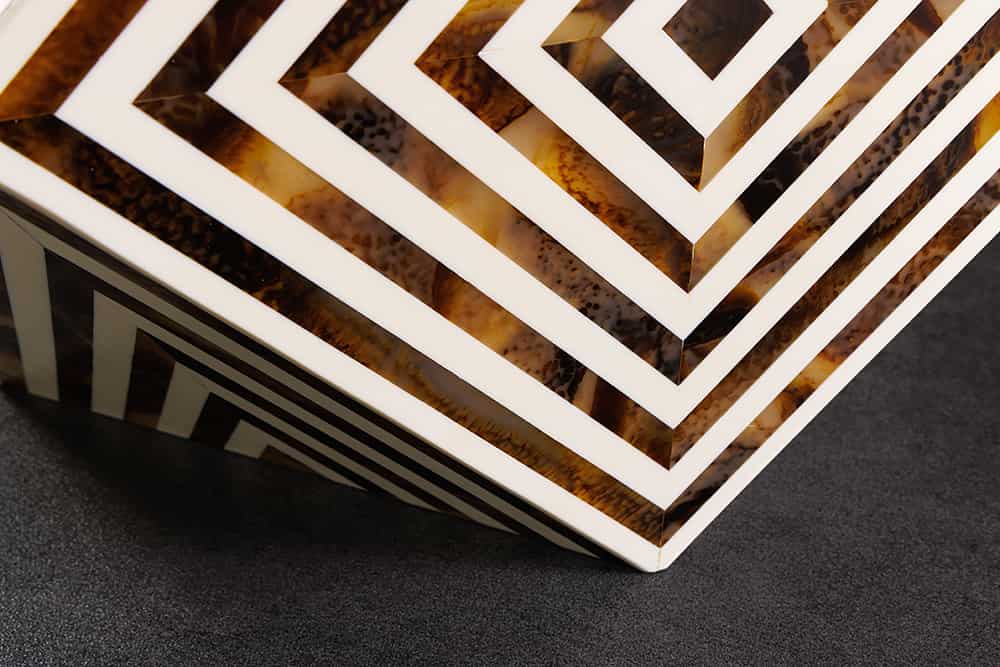 Beistelltisch HARMONY NATURE 60cm braun weiß Mosaik Kunsthandwerk