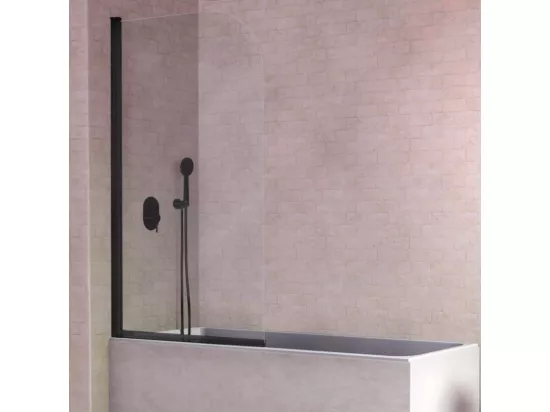 Pare-baignoire pivotant RITA profil noir mat 85 x 150 cm