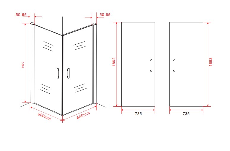 SaniGoods Nawan douchecabine 80x80cm chroom