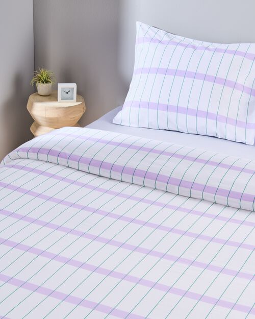housse de couette en coton doux 140x200/220 blocs lilas