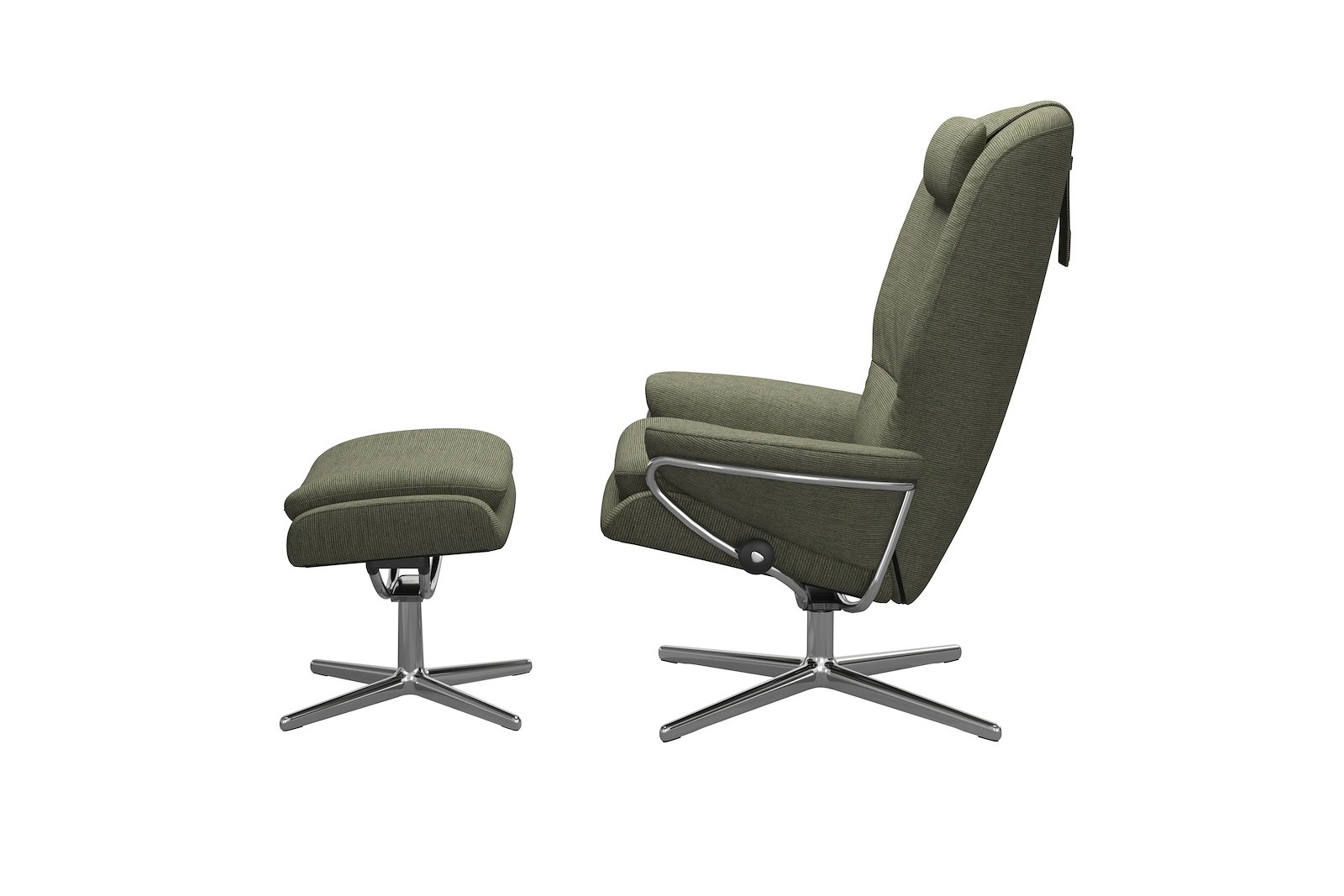 Rome lenestol m/krakk Tekstil Jasmine Dark Green - Cross - Chrome