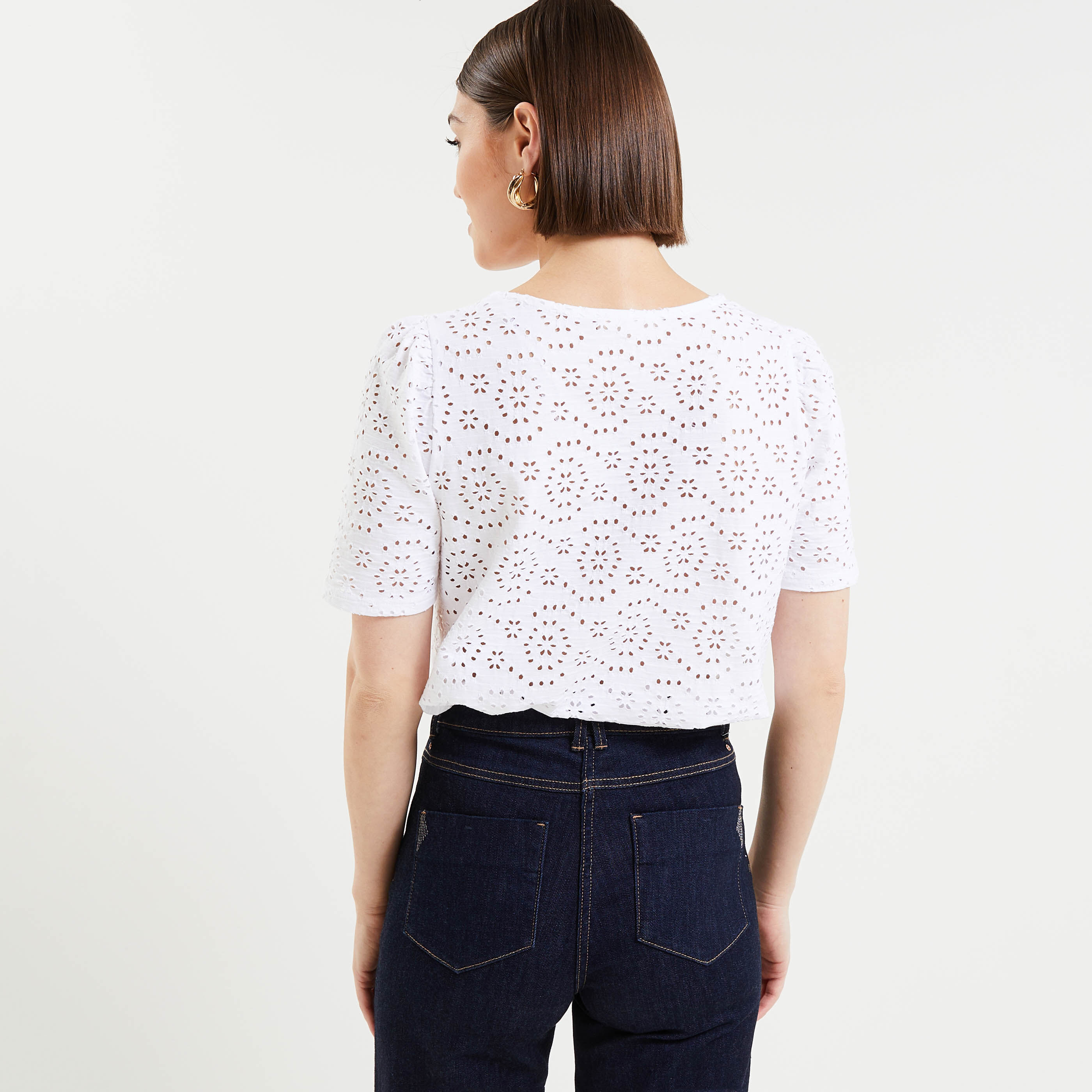 Tshirt ajouré femme - BLANC CASSE