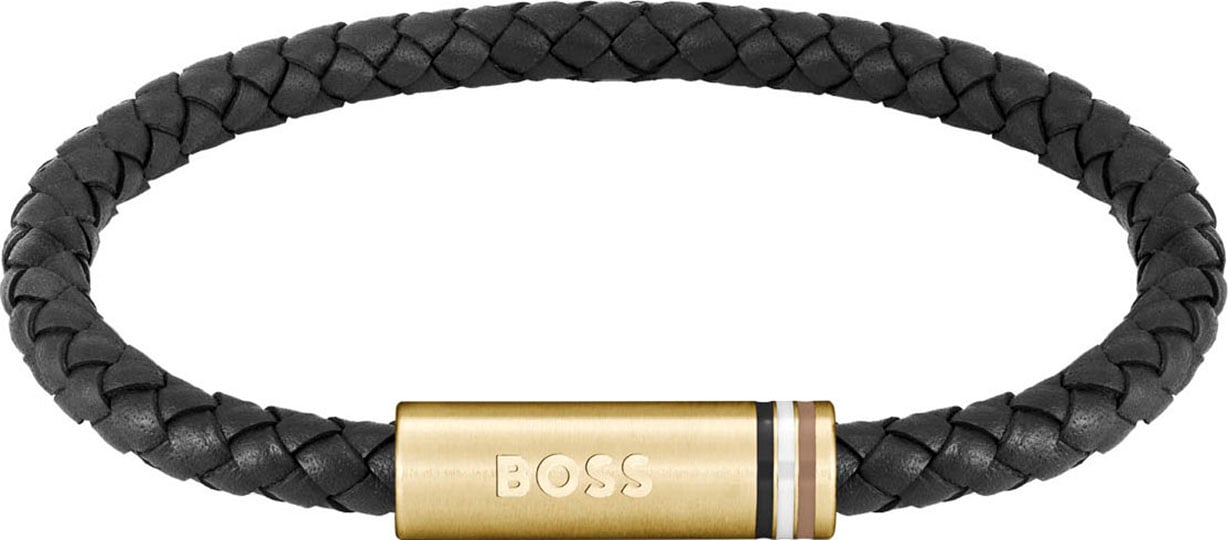 BOSS Lederarmband »ARES SINGLE« mit Emaille