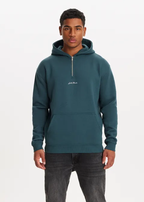 Half zip hoodie blauw (PETROL)