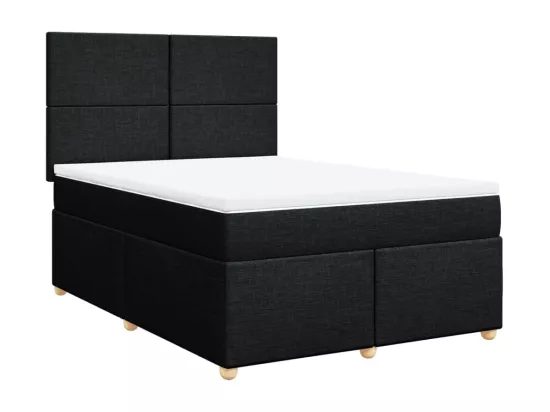Sommier à lattes de lit avec matelas Noir 140x190 cm Tissu