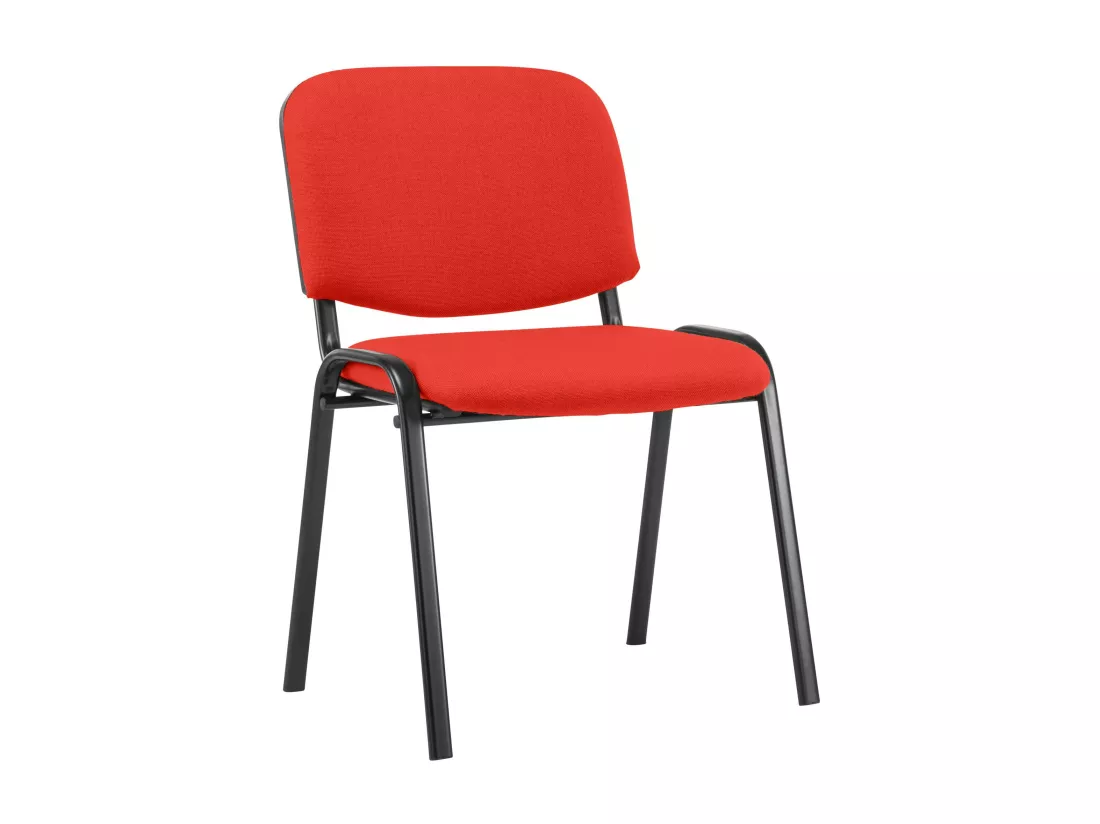 Chaise de conférence - Tissu & Métal noir mat - Rouge - Ken