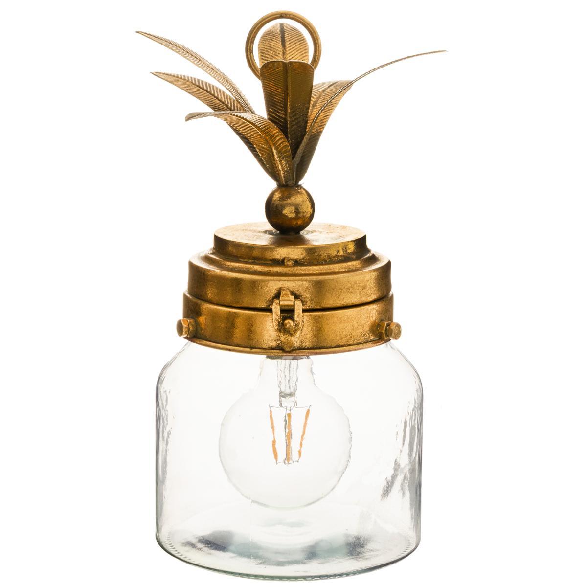 LAMPE LED ANANAS VERRE DORE H.33CM