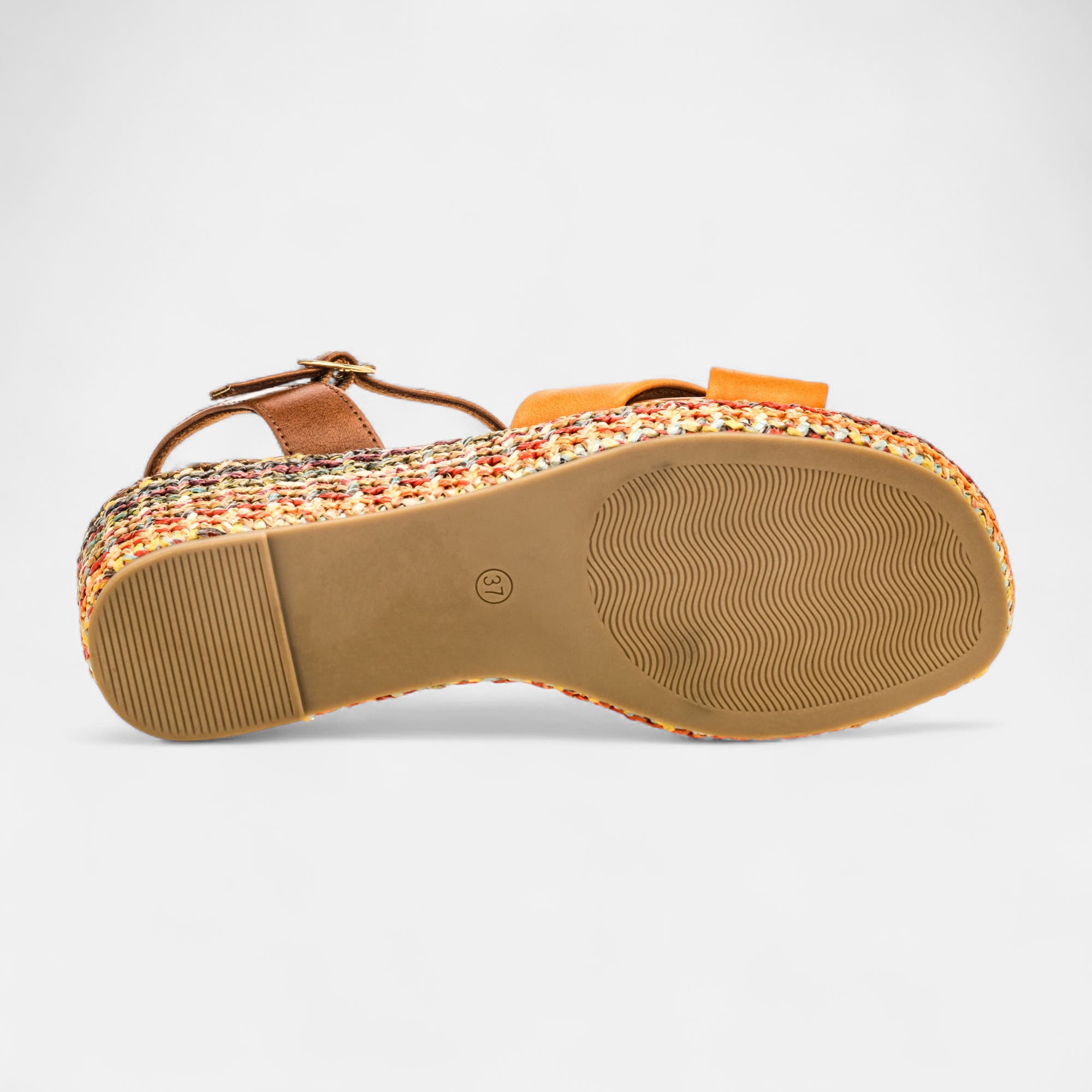 Nu-pieds à talon compensé Femme orange