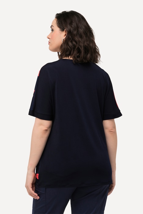 Blusenshirt, Blüten, Oversized, Tunika-Ausschnitt, Halbarm