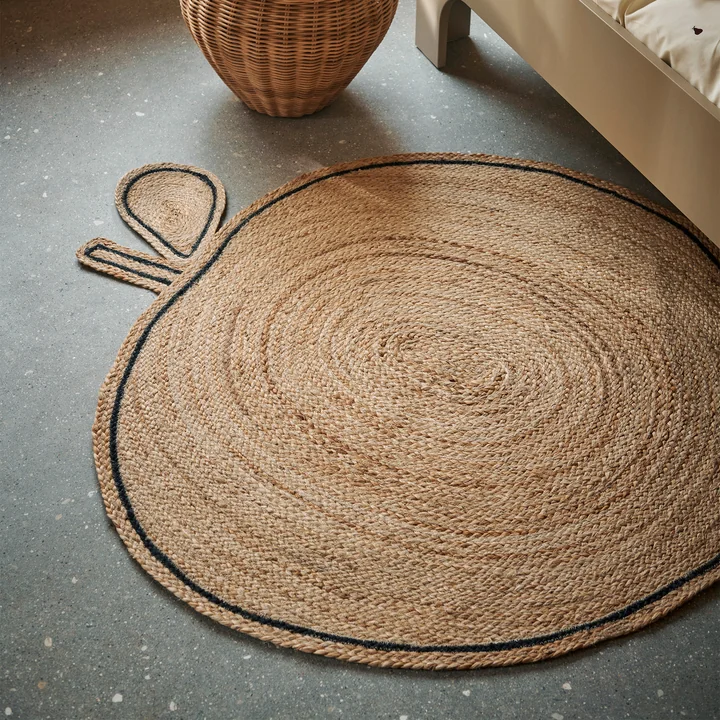 Ferm Living - Juteteppich geflochten, Apfel / natur