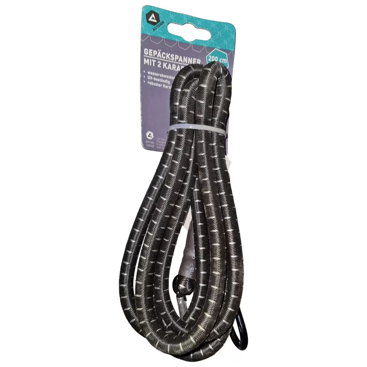 Gepäckspanner 200 cm mit Karabiner Schwarz