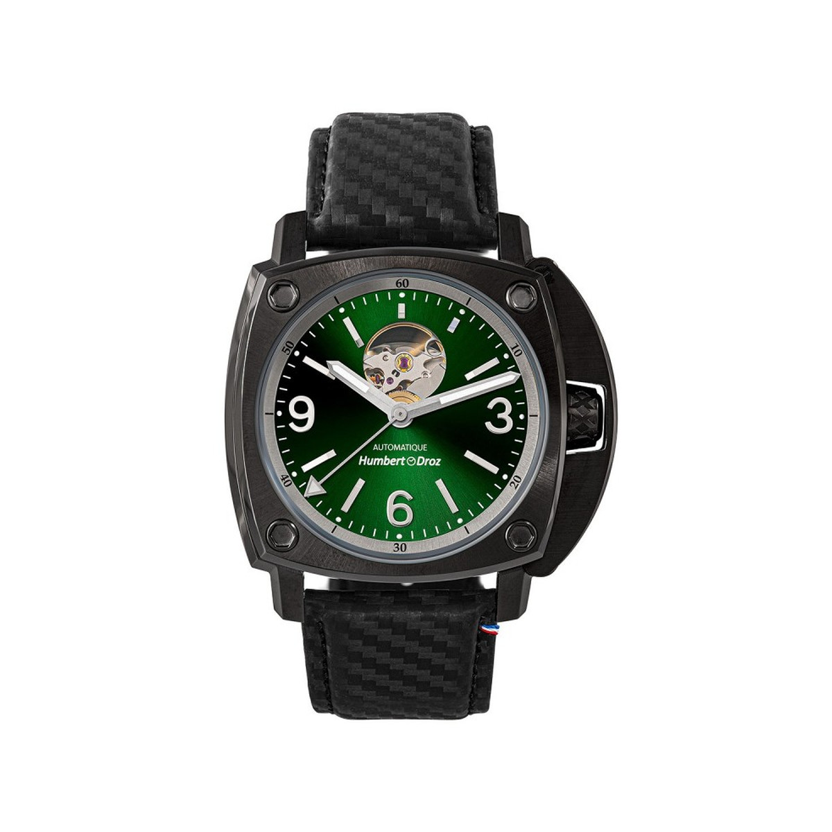 Montre HUMBERT-DROZ hd1 homme automatique, bracelet cuir noir