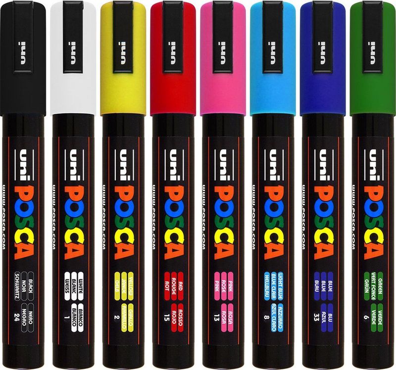 Posca - Lakmarker Uni - Assortiment - 1,8-2,5 mm - Set van 8 Kleuren