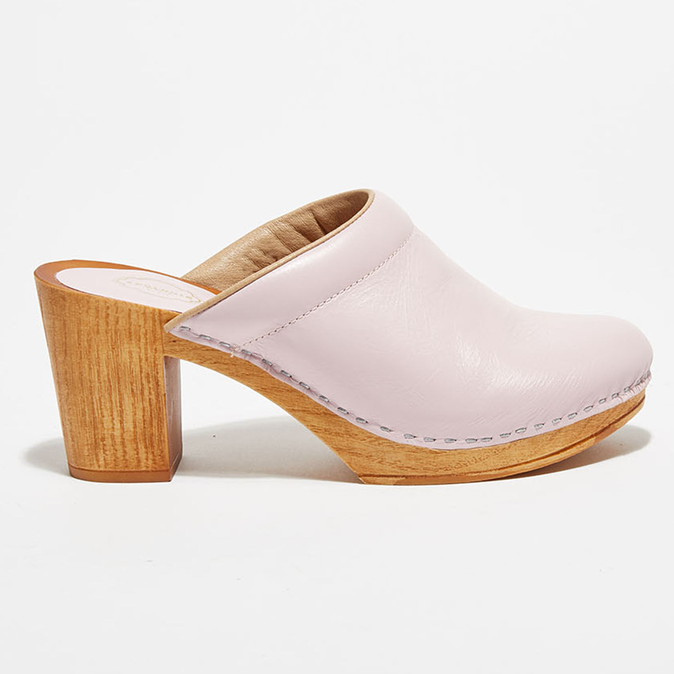 Apologie Studio Sabots en Cuir Chloé rose pâle - Talon 8 cm