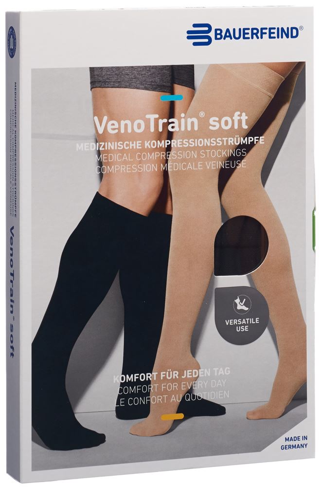 Bauerfeind VenoTrain Soft KKL2 AD S plus/long geschlossene Fussspitze schwarz 1 Paar
