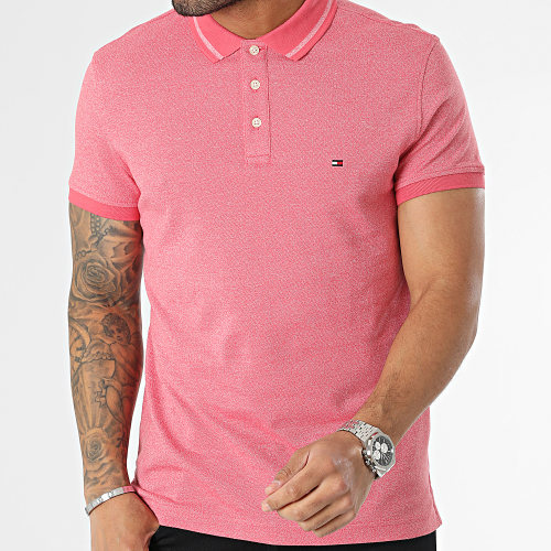 Polo Manches Courtes Pretwist Mouline Tipped 0780 Rouge Chiné