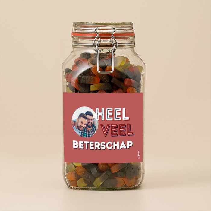 Snoeppot Dropfruit | 1,9 kg | Beterschap met eigen foto