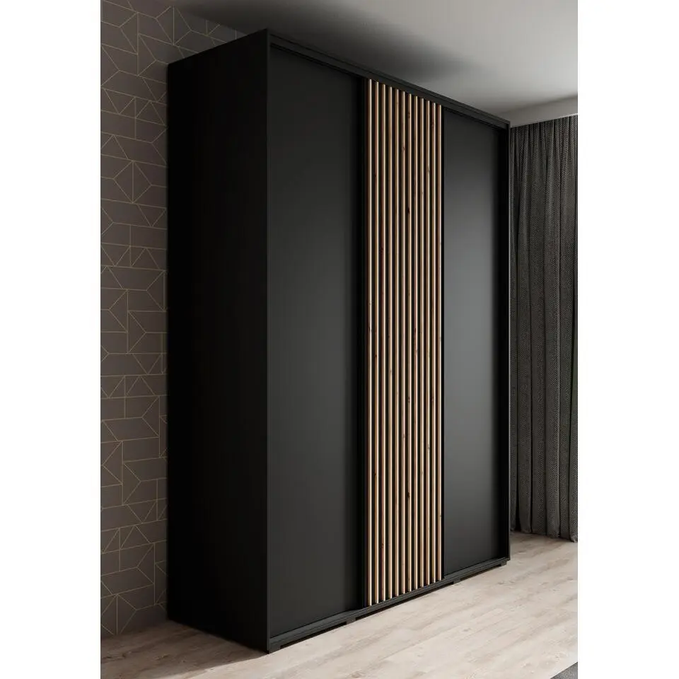 Meubella - Kledingkast Leandro - Zwart - 180 cm