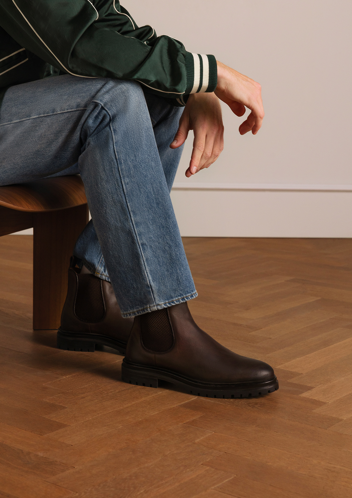 Bruine leren chelsea boots