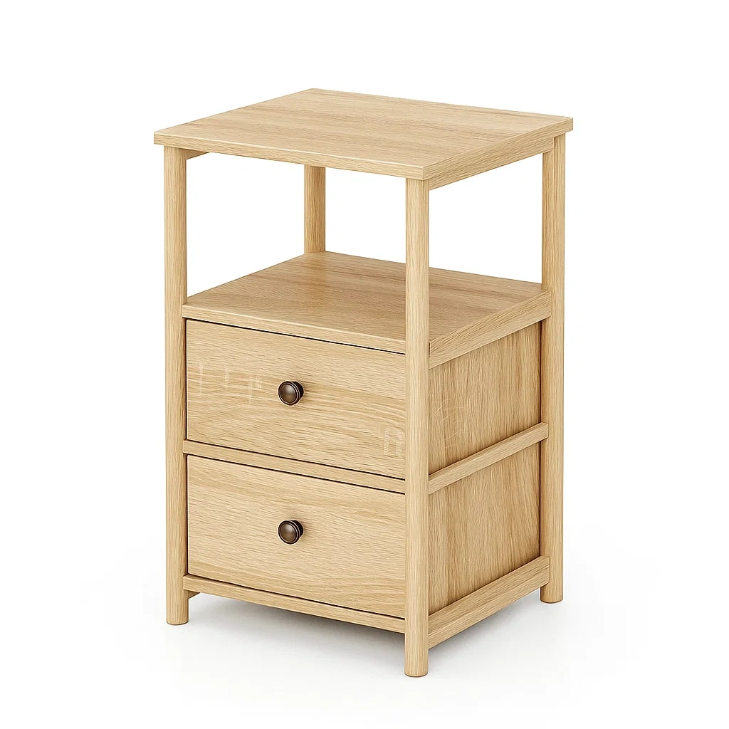 Table de chevet en bois avec deux tiroirs 50x40x35 cm
