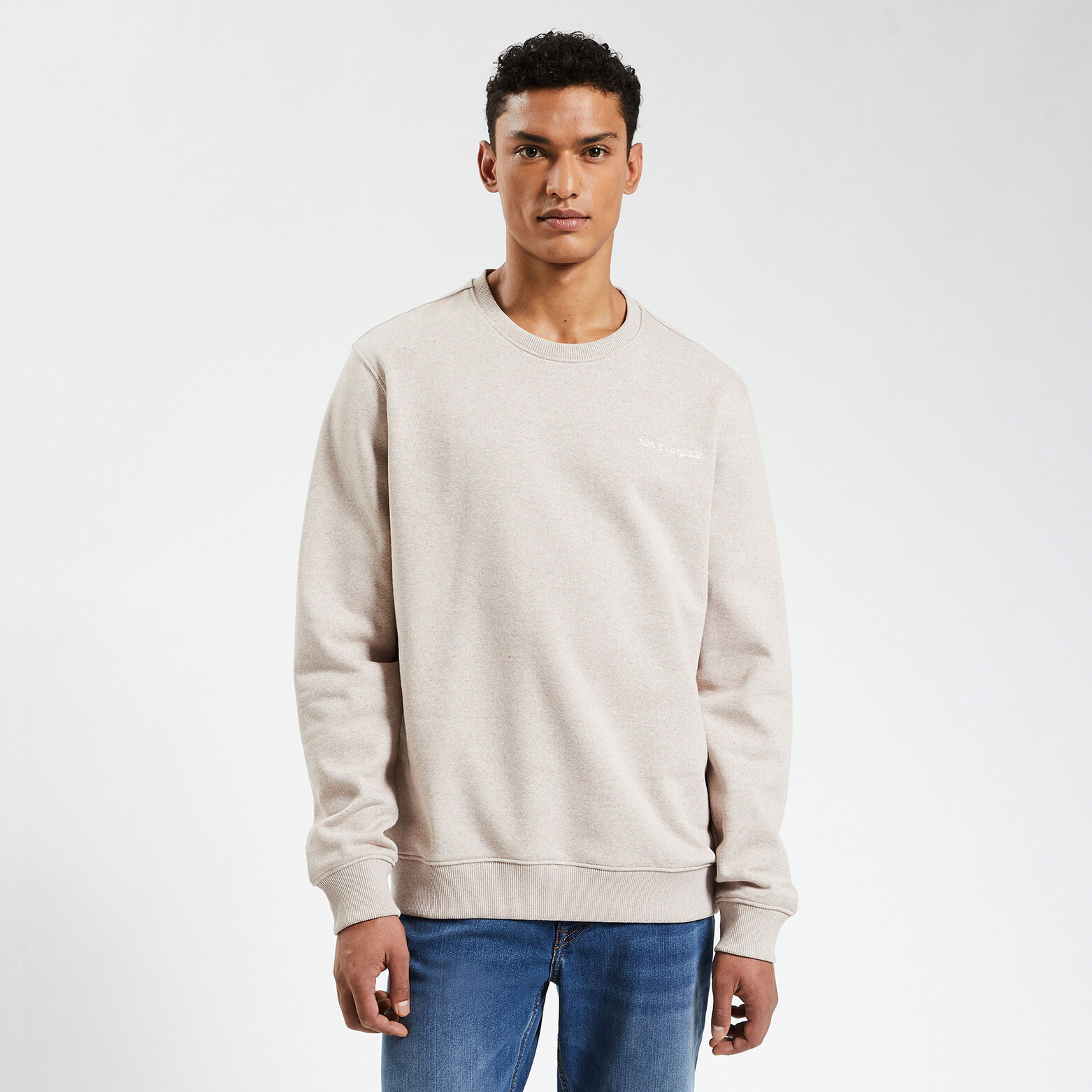 Sweat à col rond 100 % recyclé Beige