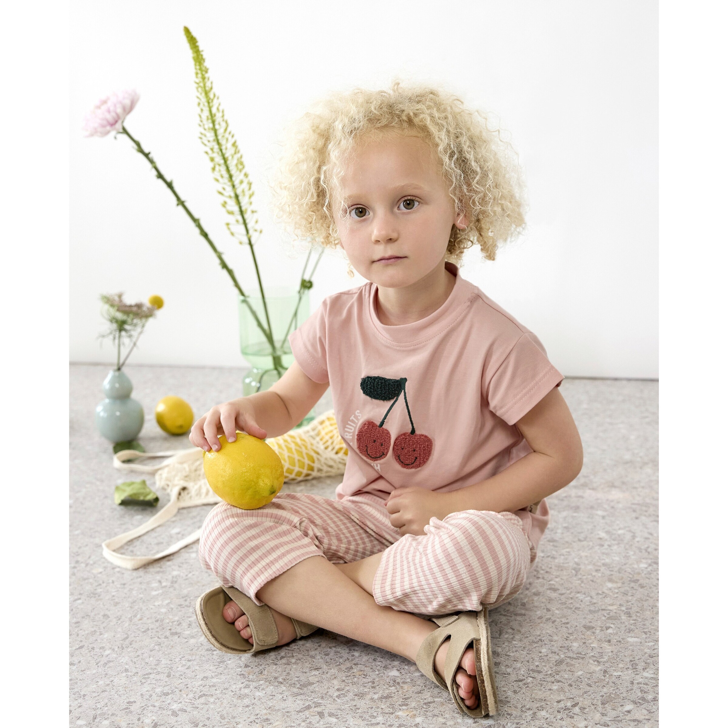 Lässig T-Shirt Kirschen Little Gang rosa/rot