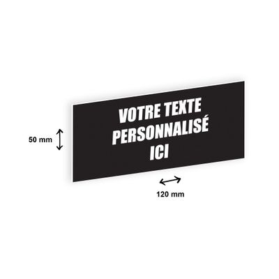 Plaque boîte à lettres personnalisée avec votre texte - 120 x 50 mm - noire - adhésivée prête à poser